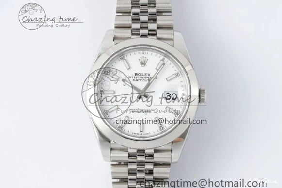 MiroTime 0508 RelaxedFit DateJust 41 SS Polished Bezel KING 1:1 Best Edition 904L Steel White Stick Dial on Jubilee Bracelet VR 2160
